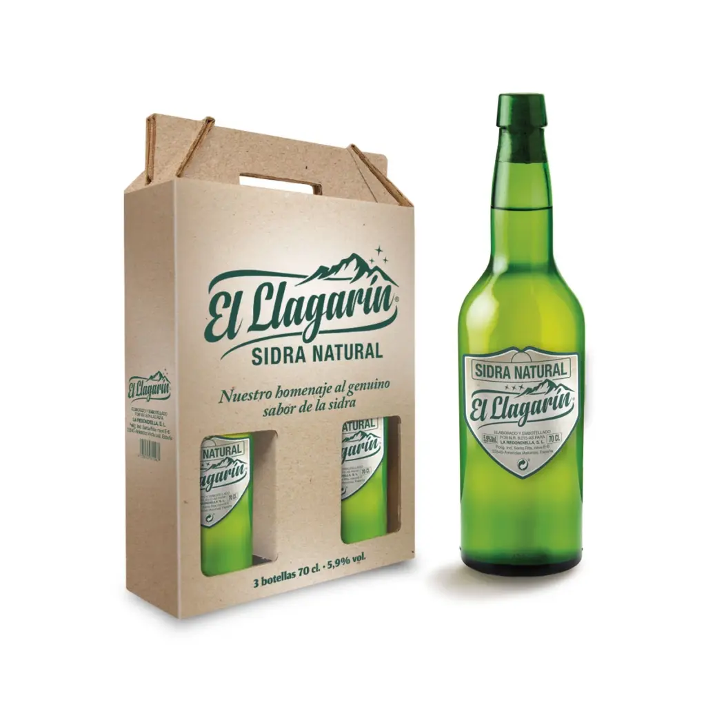 Pack y botella de Sidra el Llagarín de Picos Distribución